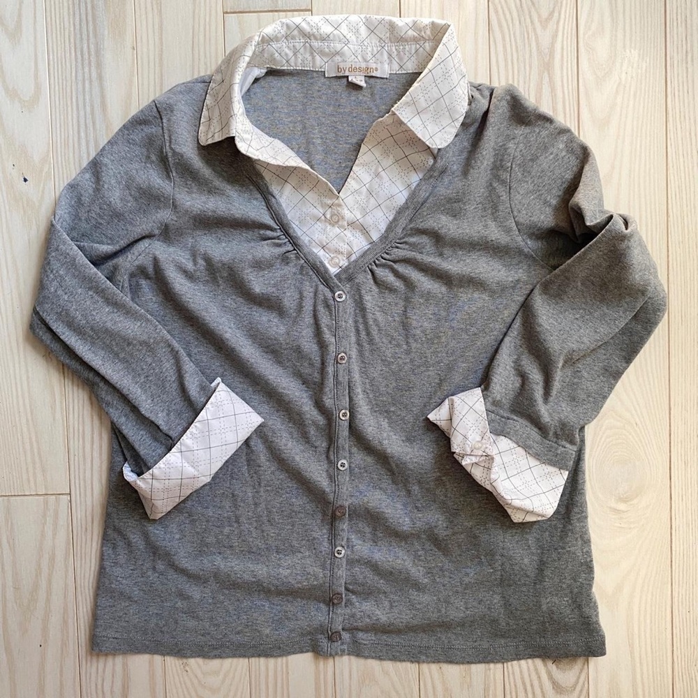 Collared shirt + cardigan type shirt!